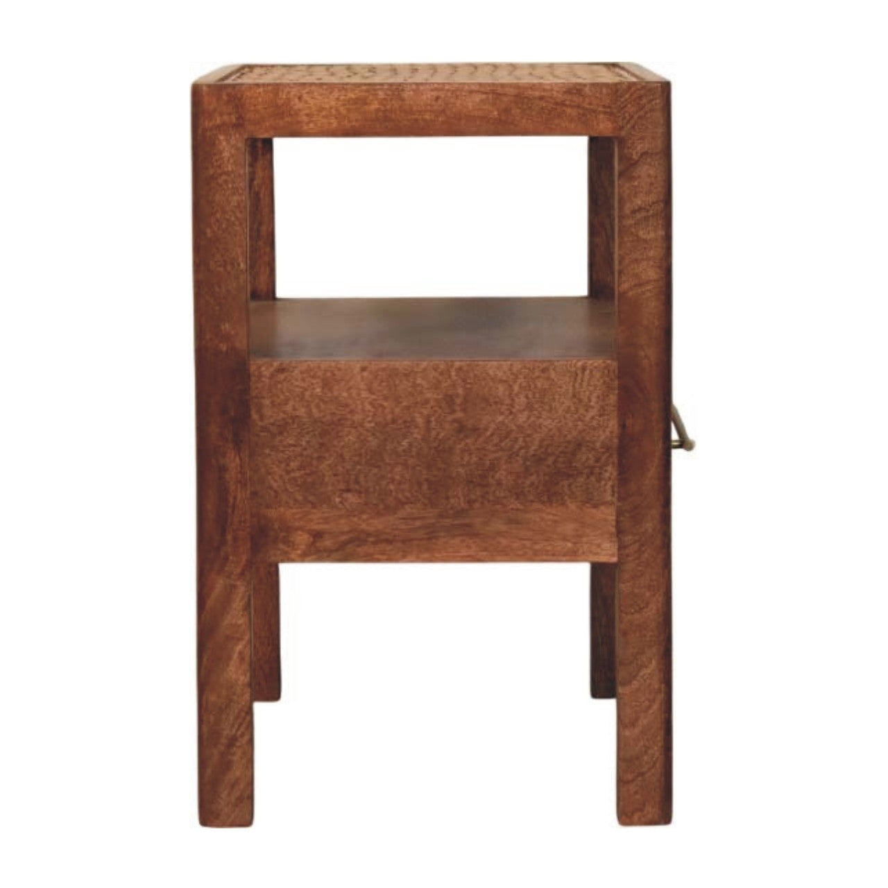 Saffron Rattan Nightstand - Mango Wood Honey Caramel Finish