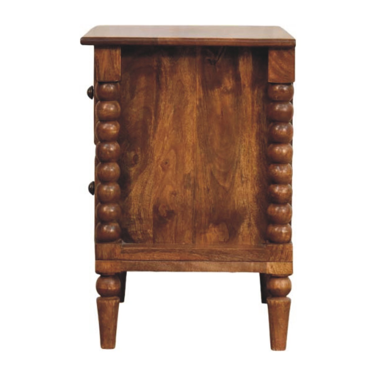 Harper Spindle Bedside Table - Amber Oak Solid Mango Wood