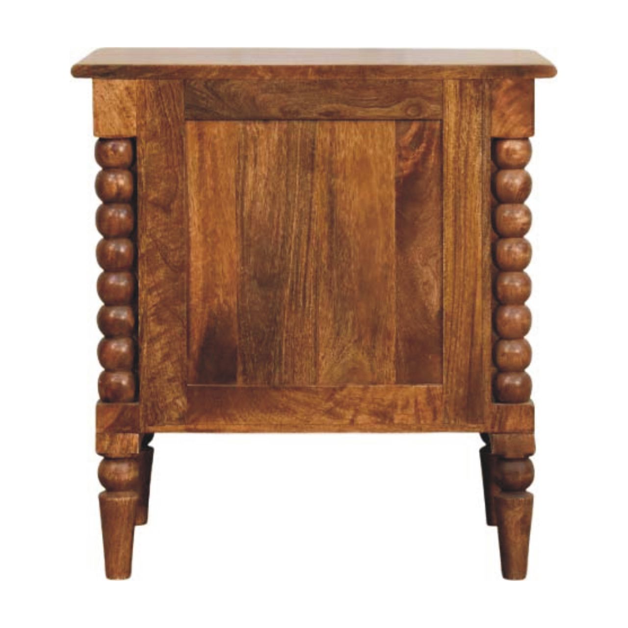 Harper Spindle Bedside Table - Amber Oak Solid Mango Wood
