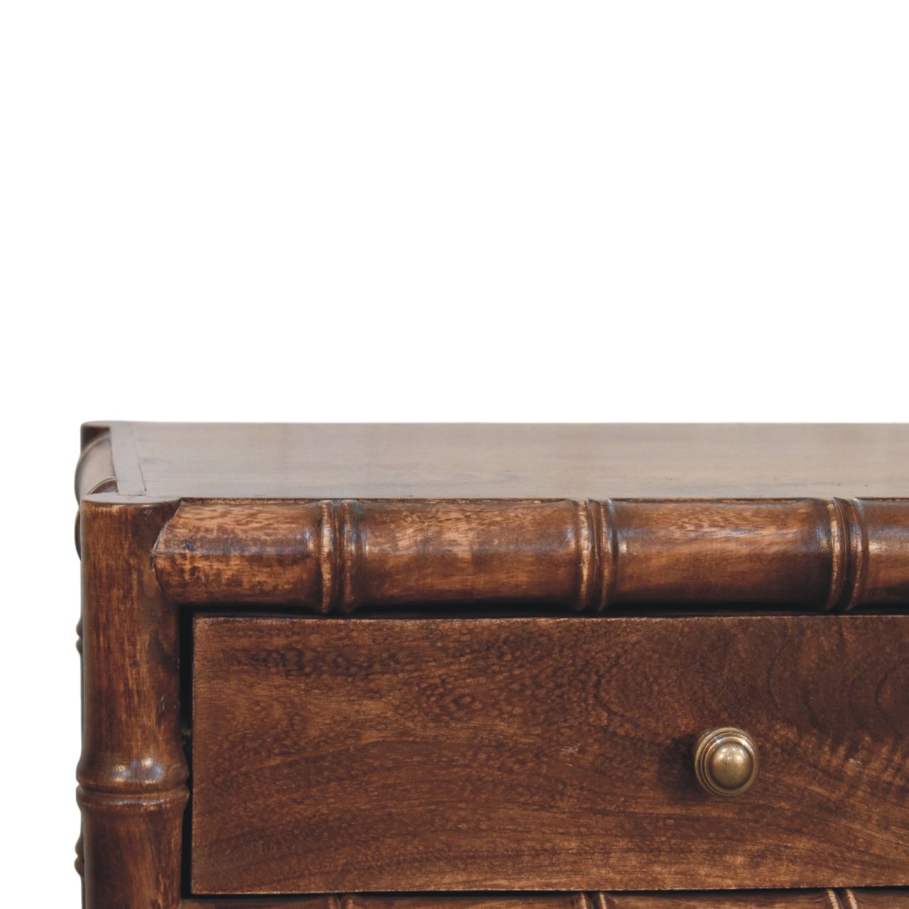 Mango Wood Nightstand - Roasted Almond Bamboo Frame 2-Drawer