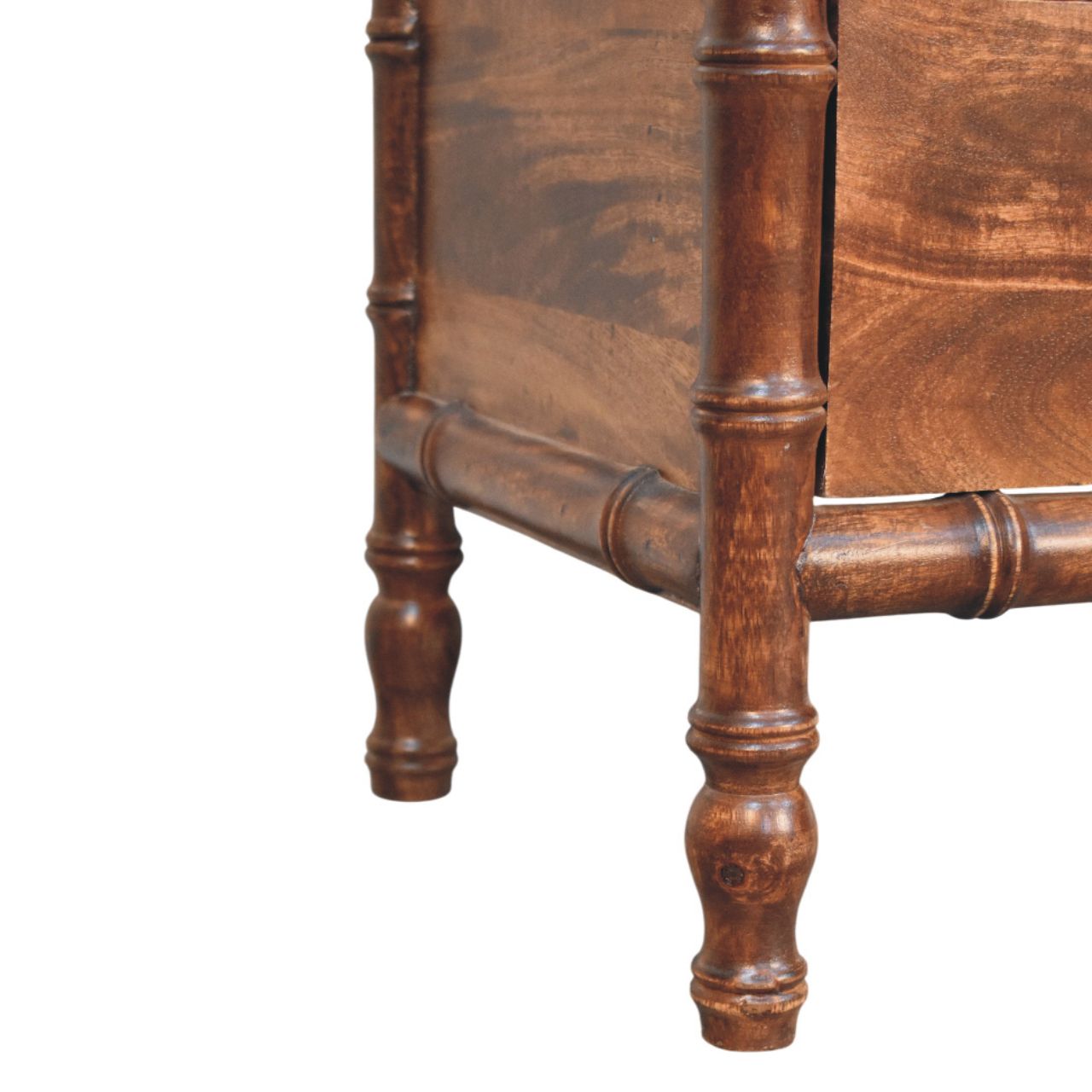 Mango Wood Nightstand - Roasted Almond Bamboo Frame 2-Drawer