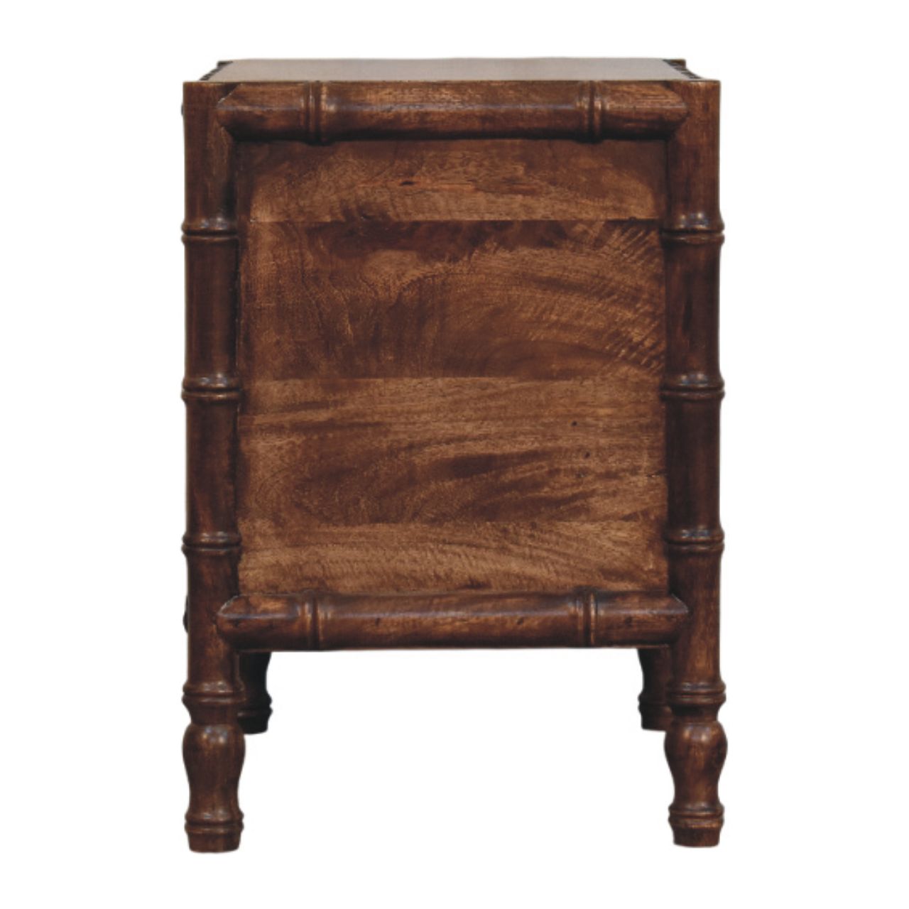 Mango Wood Nightstand - Roasted Almond Bamboo Frame 2-Drawer
