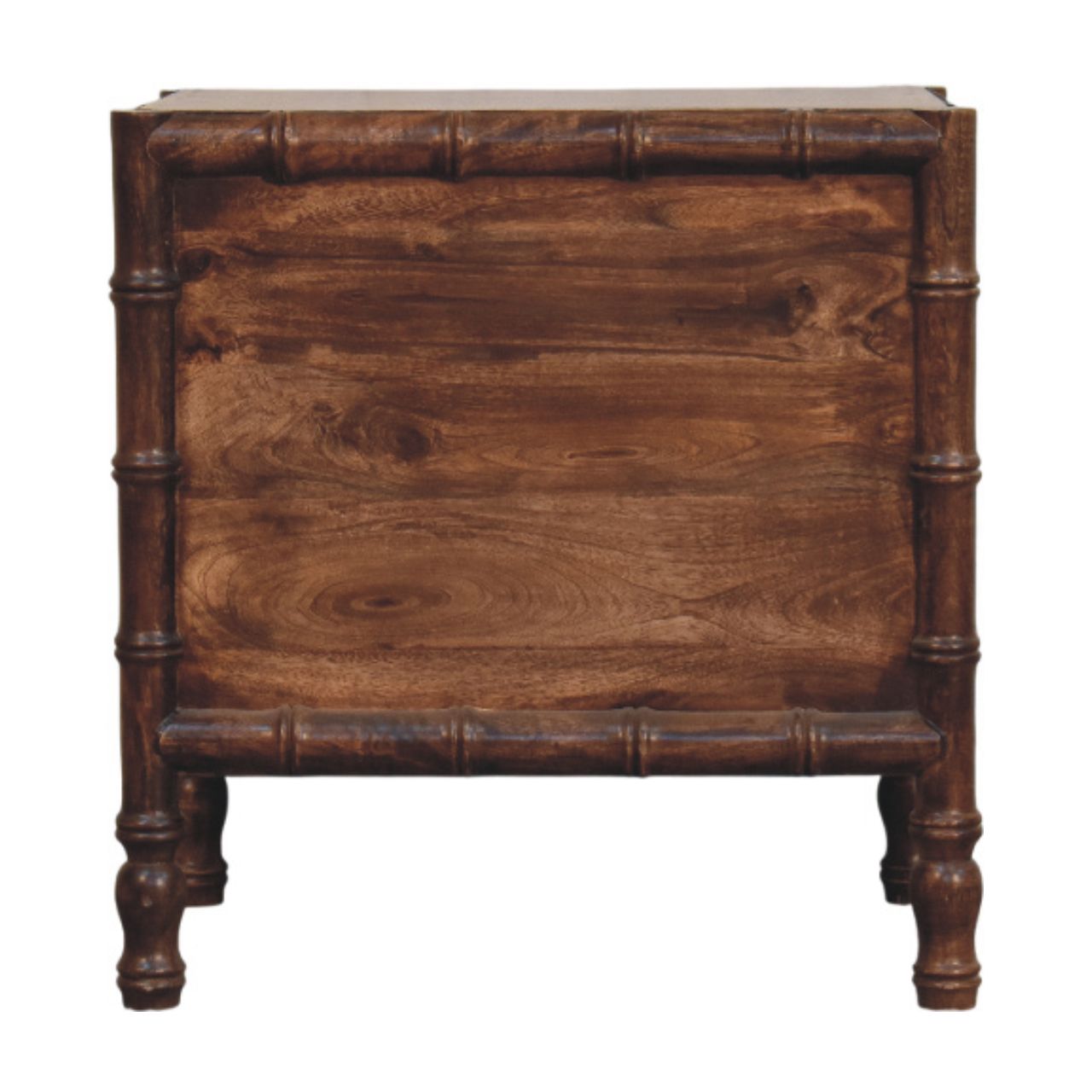 Mango Wood Nightstand - Roasted Almond Bamboo Frame 2-Drawer