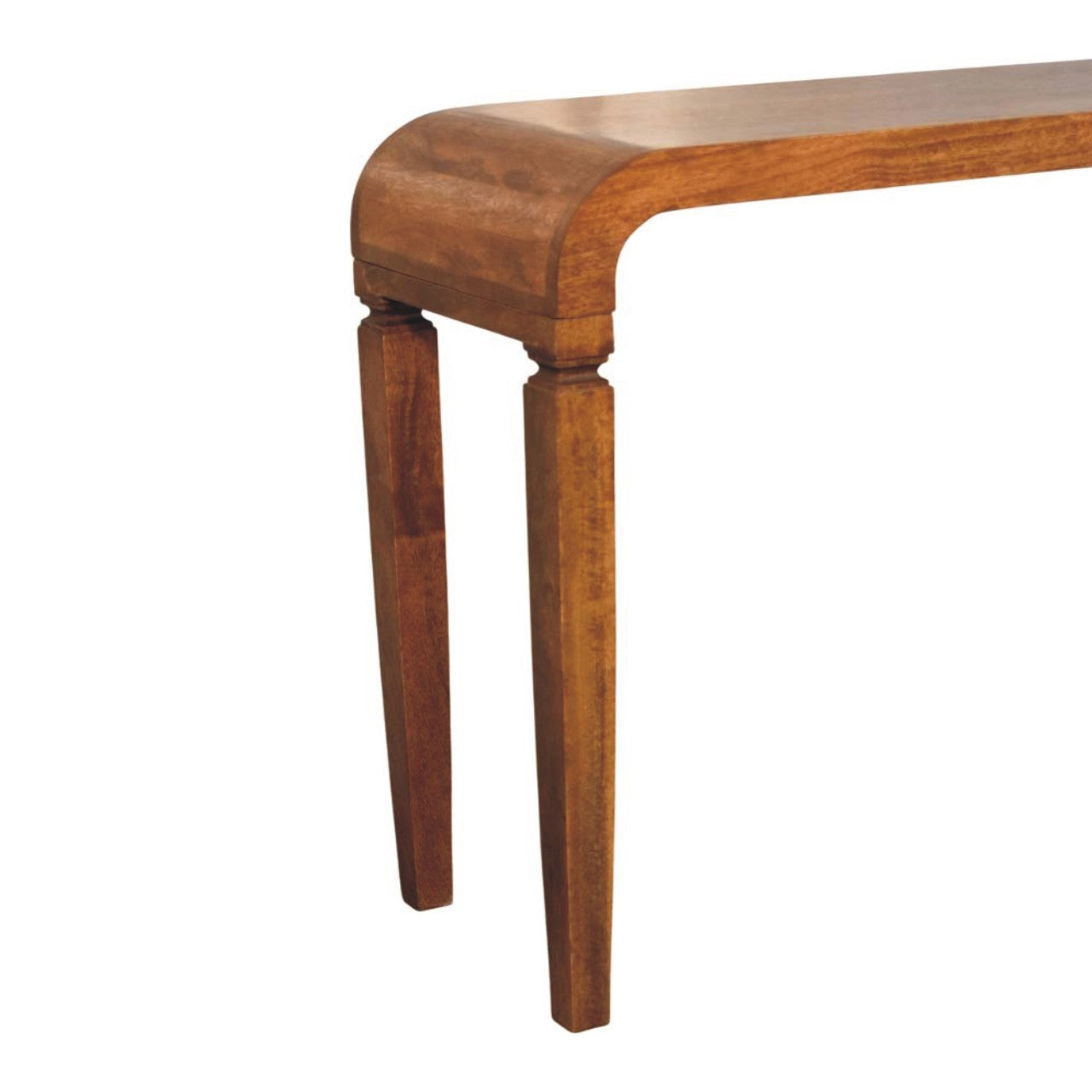 Arcus Console Table - Solid Mango Wood Amber Oak Finish