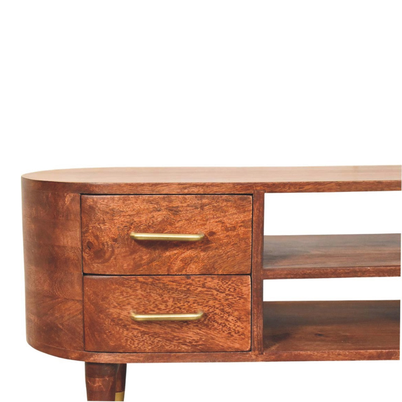 Valenza 2-Drawer Media Unit - Solid Mango Wood Winewood Oak