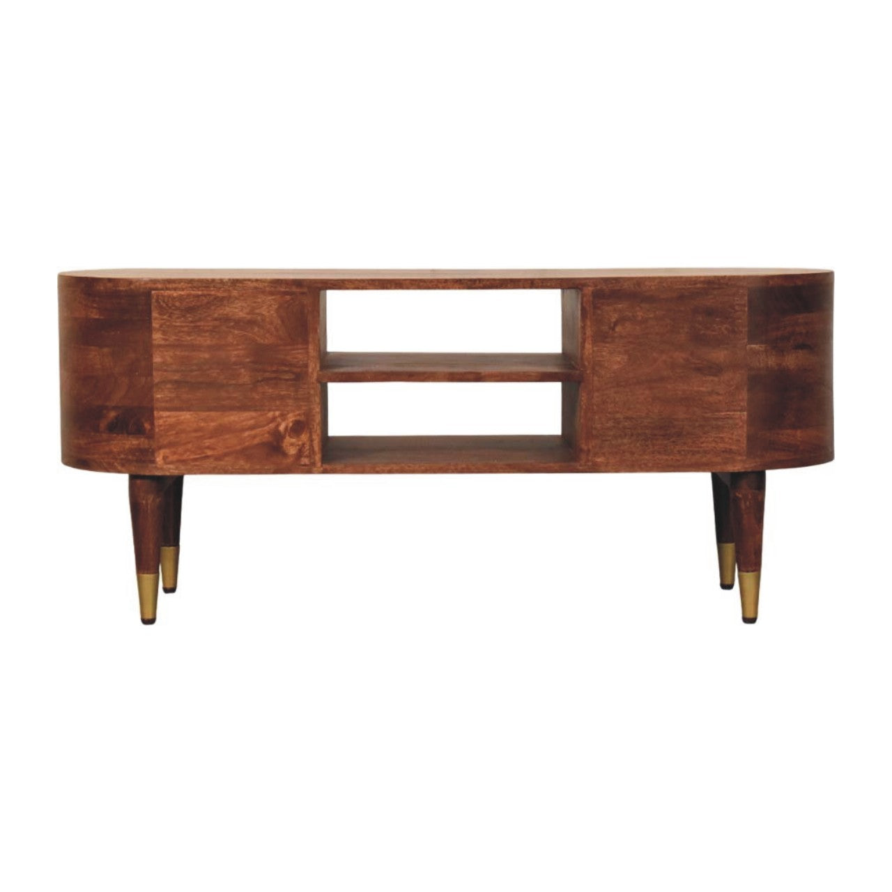 Valenza 2-Drawer Media Unit - Solid Mango Wood Winewood Oak