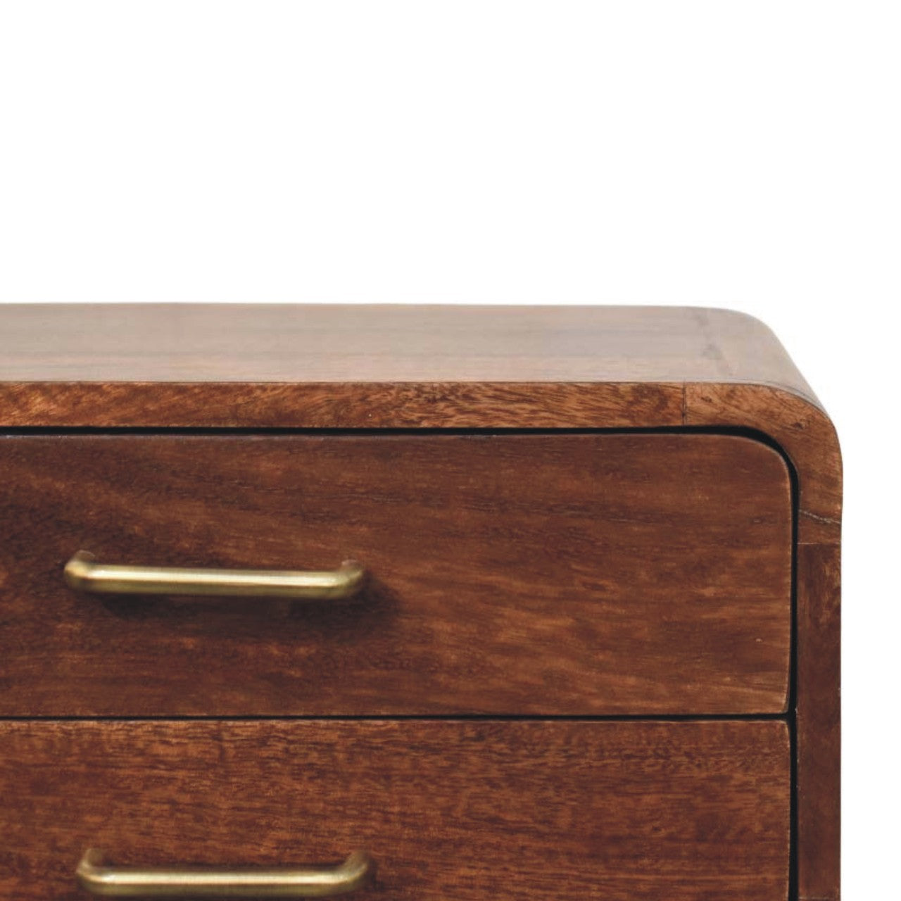 Valenza Two-Drawer Bedside Table - Solid Mango Wood Roasted Almond