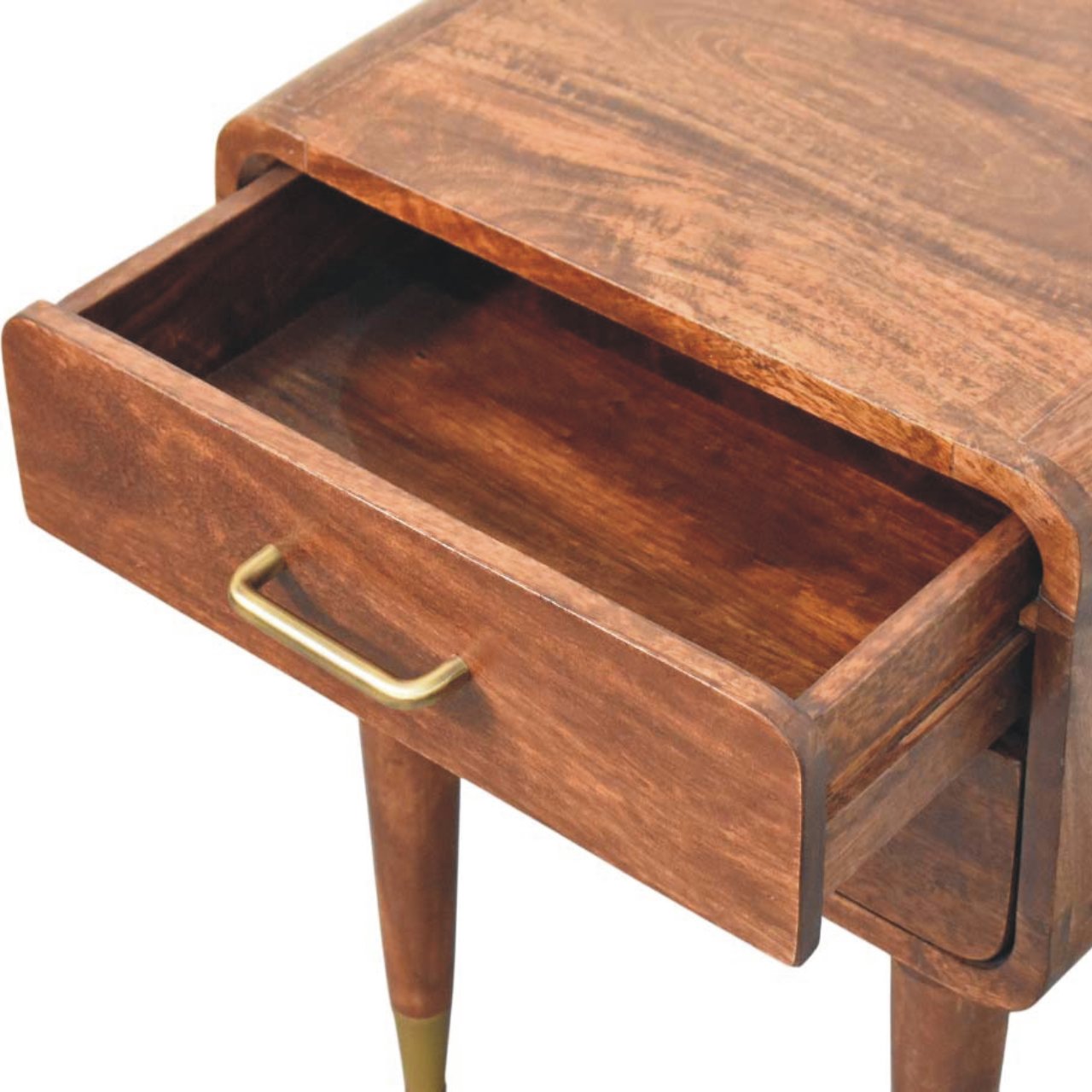 Valenza Two-Drawer Bedside Table - Solid Mango Wood Roasted Almond