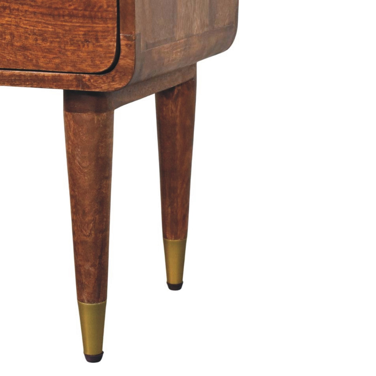 Valenza Two-Drawer Bedside Table - Solid Mango Wood Roasted Almond