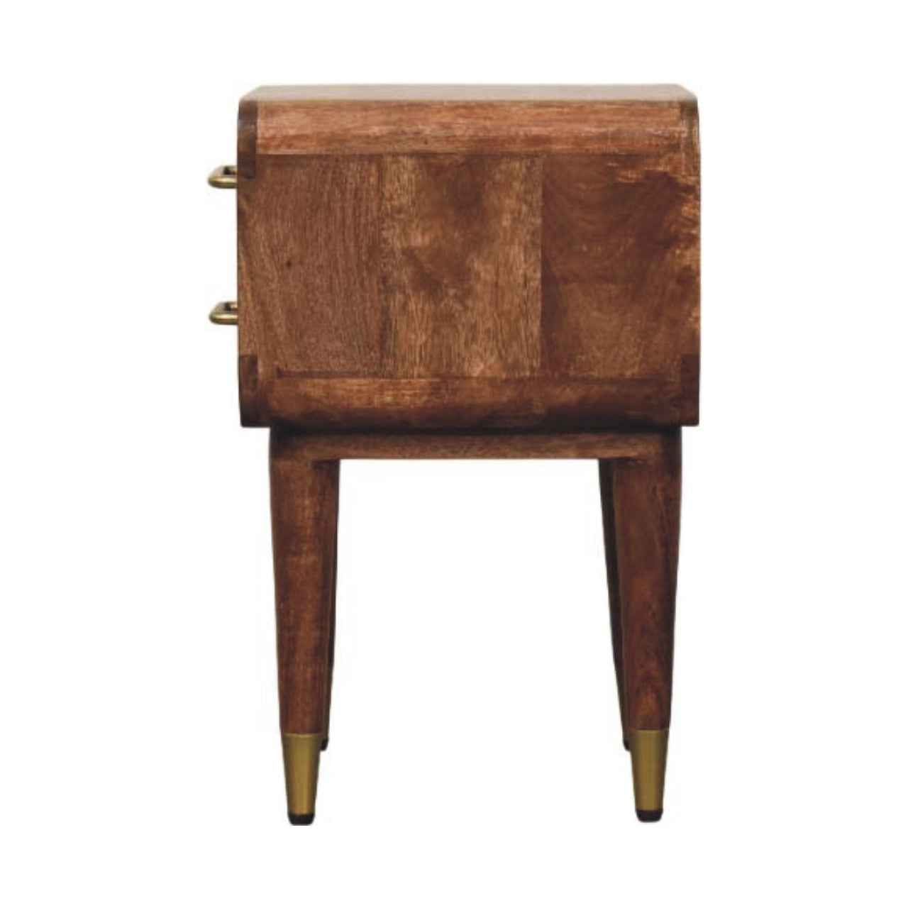 Valenza Two-Drawer Bedside Table - Solid Mango Wood Roasted Almond
