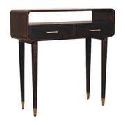 Valenza Console Table - Solid Mango Wood Velvet Mocha 2-Drawer