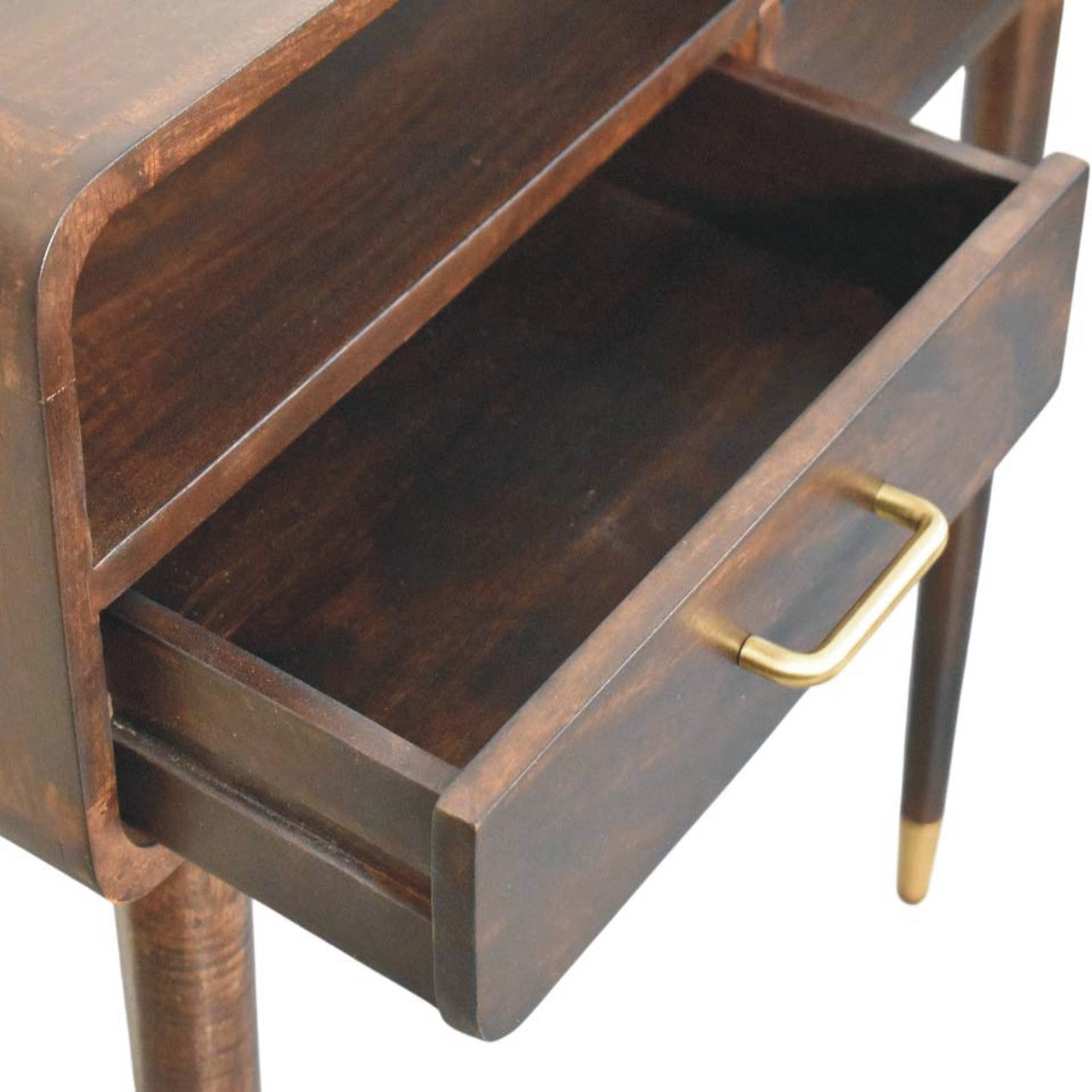 Valenza Console Table - Solid Mango Wood Velvet Mocha 2-Drawer