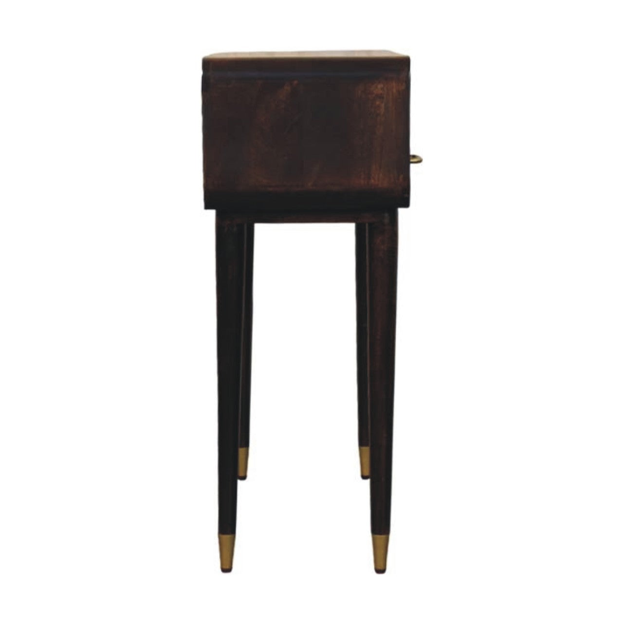 Valenza Console Table - Solid Mango Wood Velvet Mocha 2-Drawer
