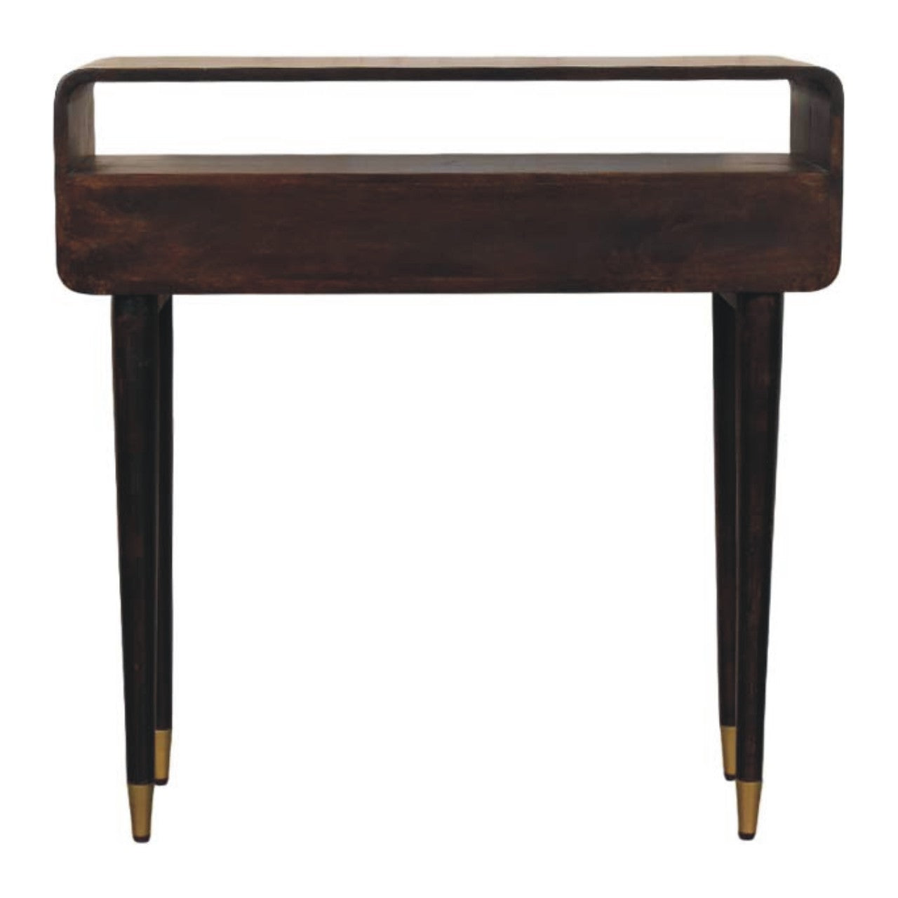 Valenza Console Table - Solid Mango Wood Velvet Mocha 2-Drawer