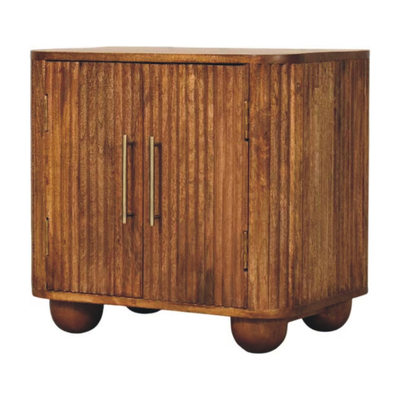 Solis Fluted Mini Sideboard - Solid Mango Wood Amber Oak finish