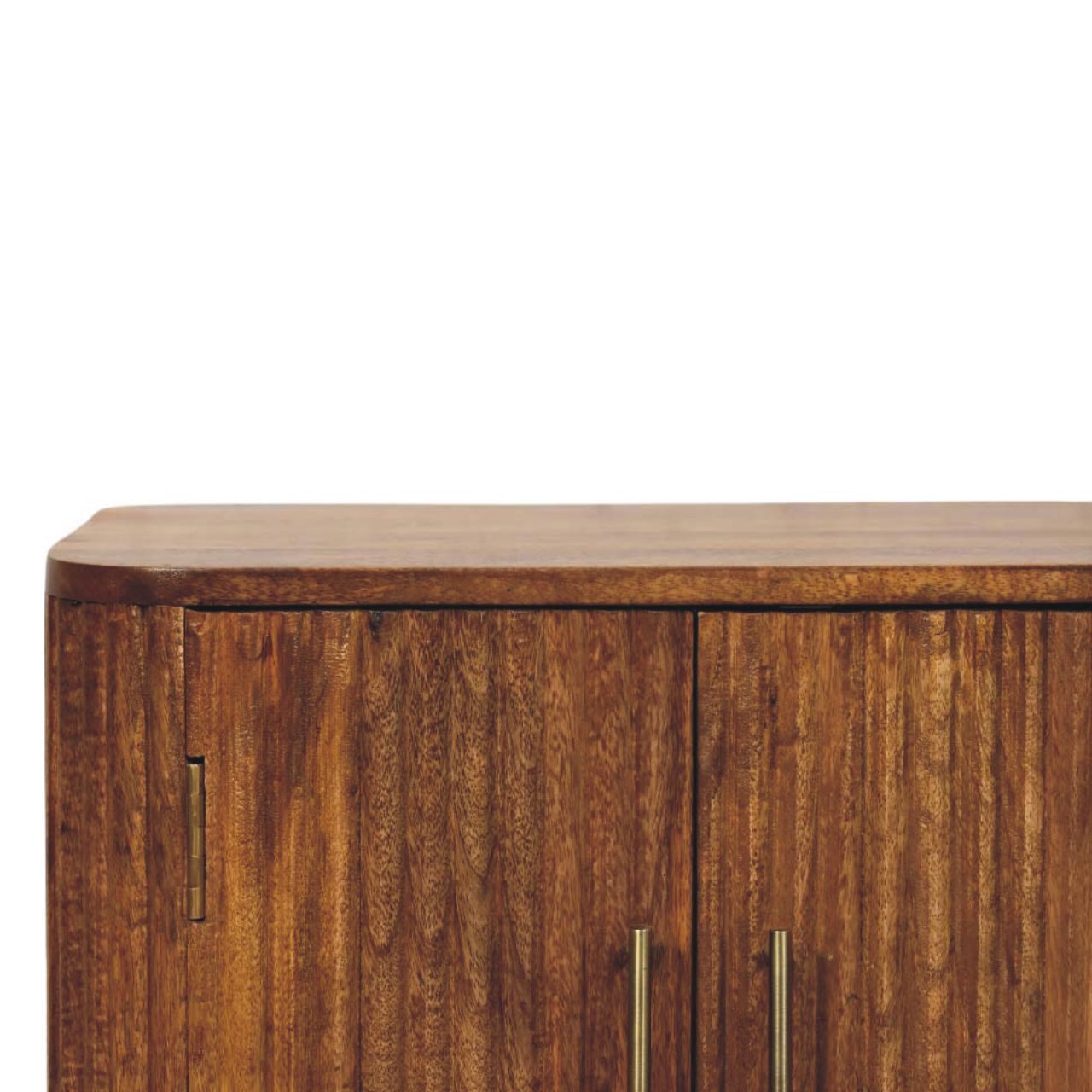 Solis Fluted Mini Sideboard - Solid Mango Wood Amber Oak finish