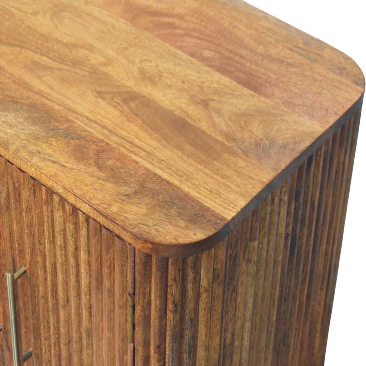 Solis Fluted Mini Sideboard - Solid Mango Wood Amber Oak finish