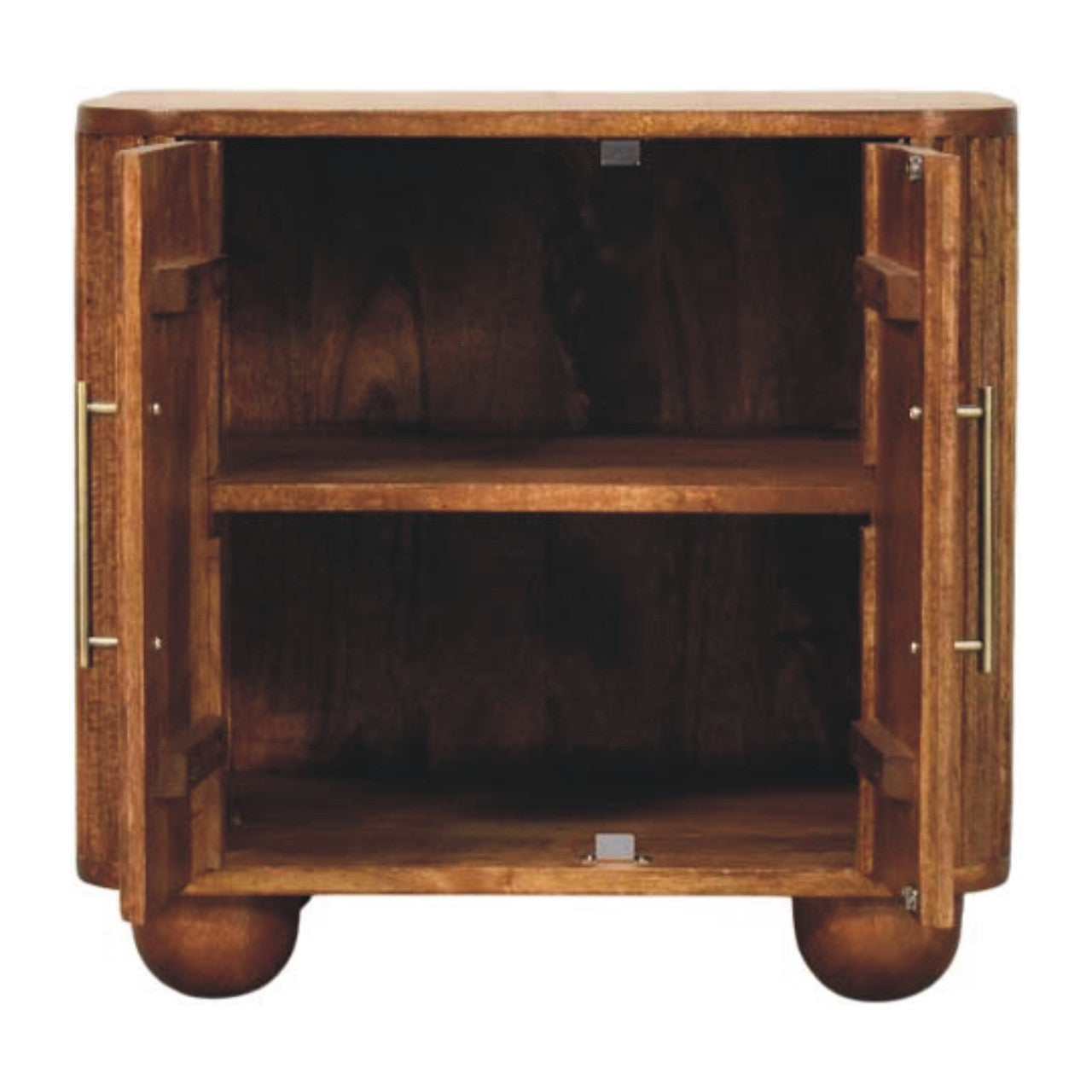 Solis Fluted Mini Sideboard - Solid Mango Wood Amber Oak finish