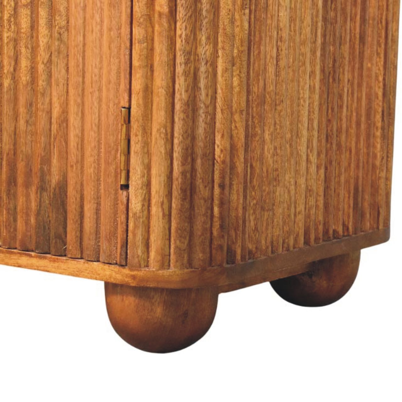 Solis Fluted Mini Sideboard - Solid Mango Wood Amber Oak finish
