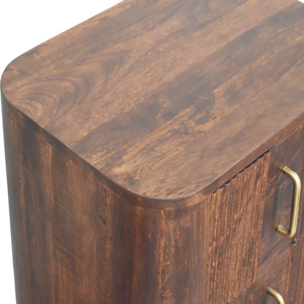 Marlowe Fluted Nightstand - Solid Mango Wood California Walnut