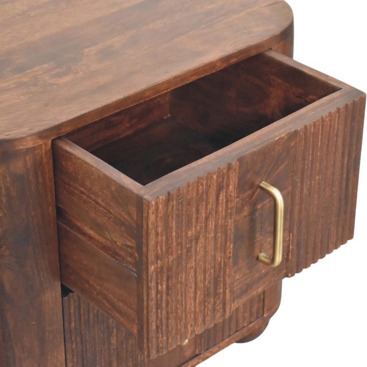 Marlowe Fluted Nightstand - Solid Mango Wood California Walnut