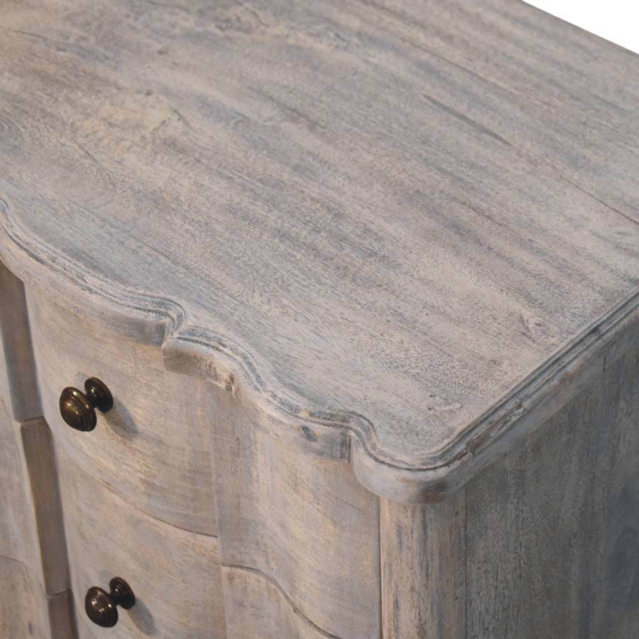 Lume Washed Bedside Table - Solid Mango Wood 3-Drawer Acid Wash