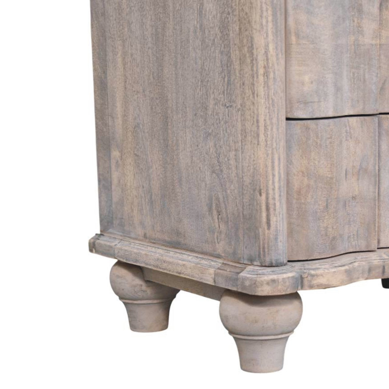 Lume Washed Bedside Table - Solid Mango Wood 3-Drawer Acid Wash