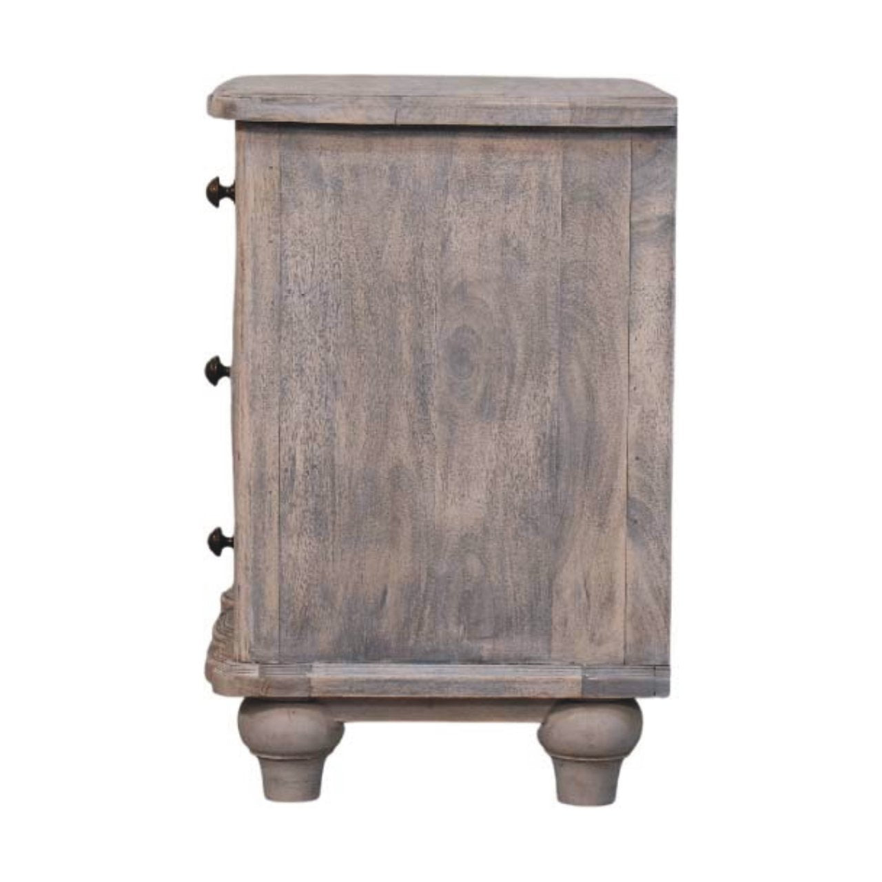 Lume Washed Bedside Table - Solid Mango Wood 3-Drawer Acid Wash