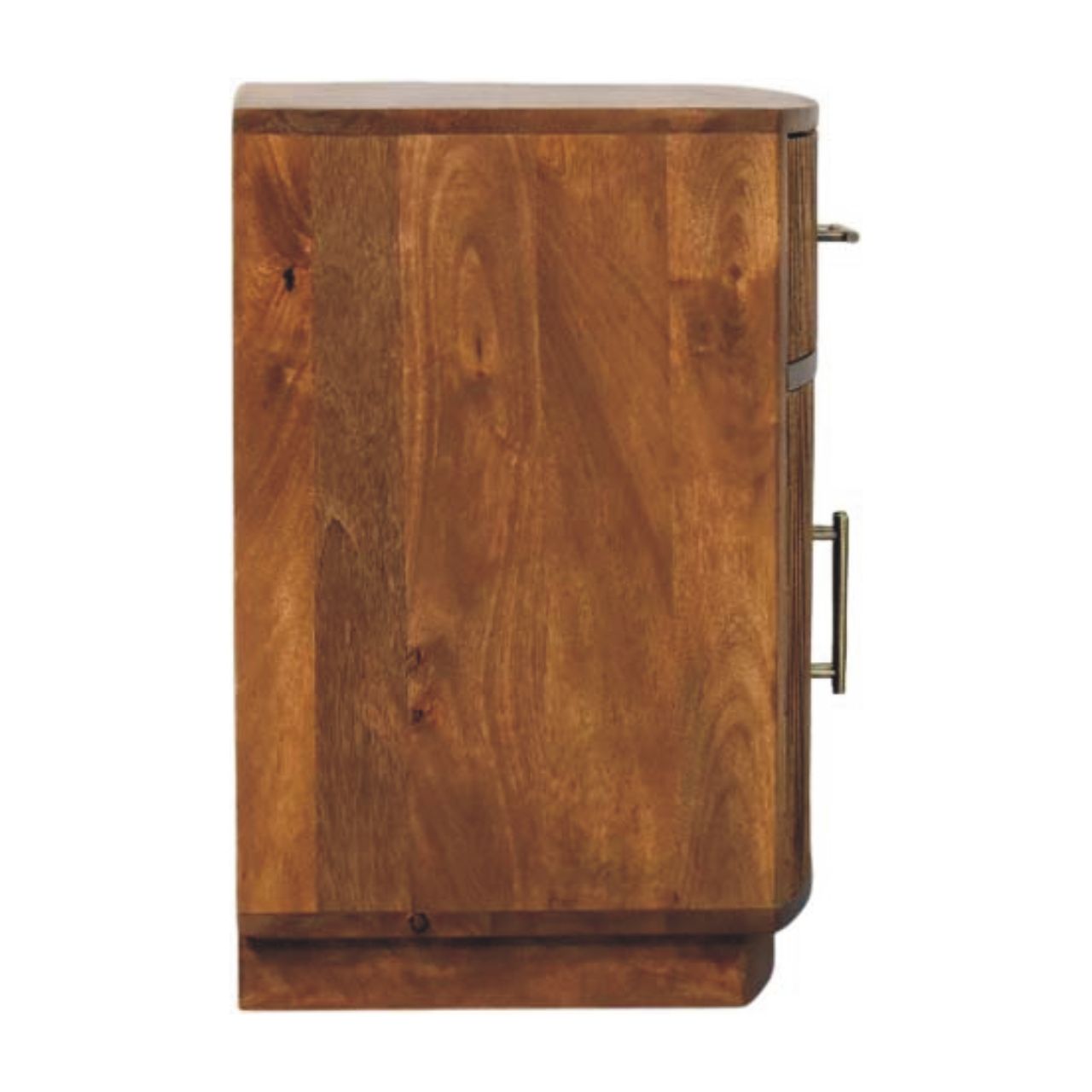 Solid Wood Curved Ribbed Bedside Table - Amber Oak Finish