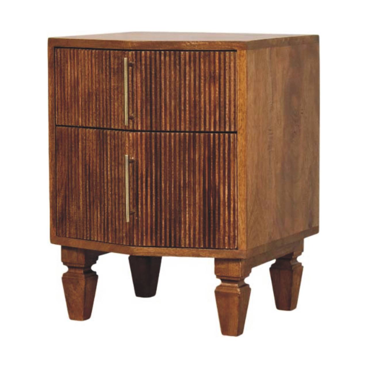 Louvre Bedside Unit - Winewood Oak Mid-Century 2-Drawer