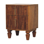 Louvre Bedside Unit - Winewood Oak Mid-Century 2-Drawer