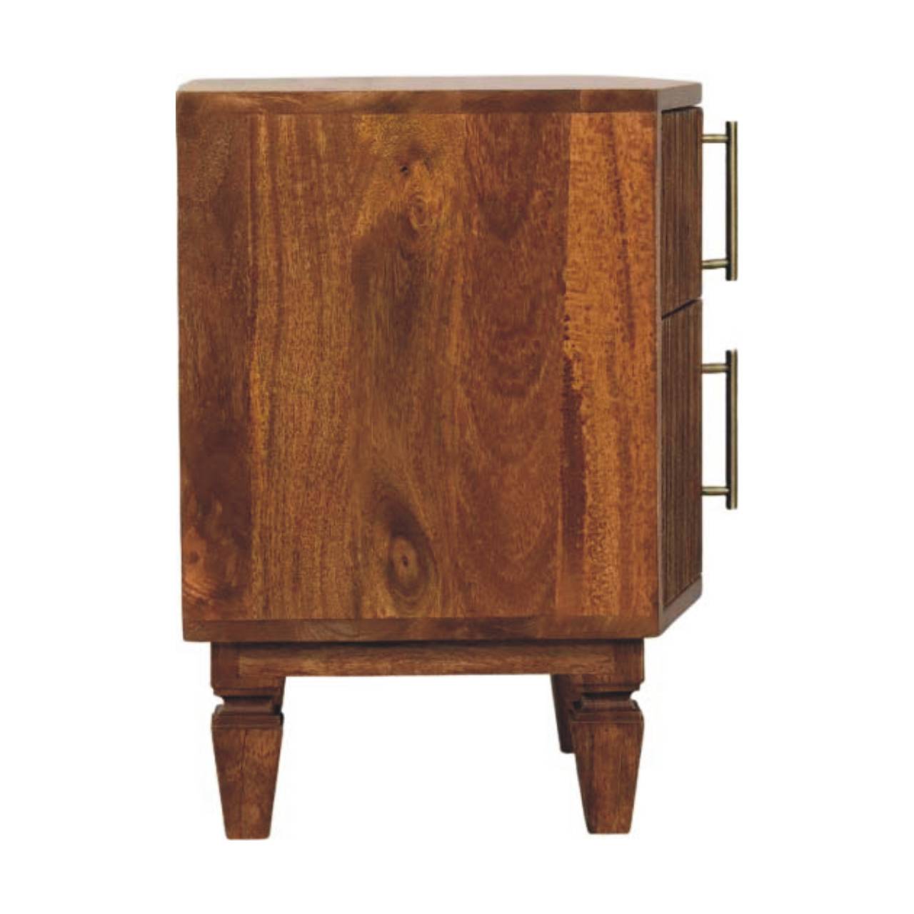 Louvre Bedside Unit - Winewood Oak Mid-Century 2-Drawer