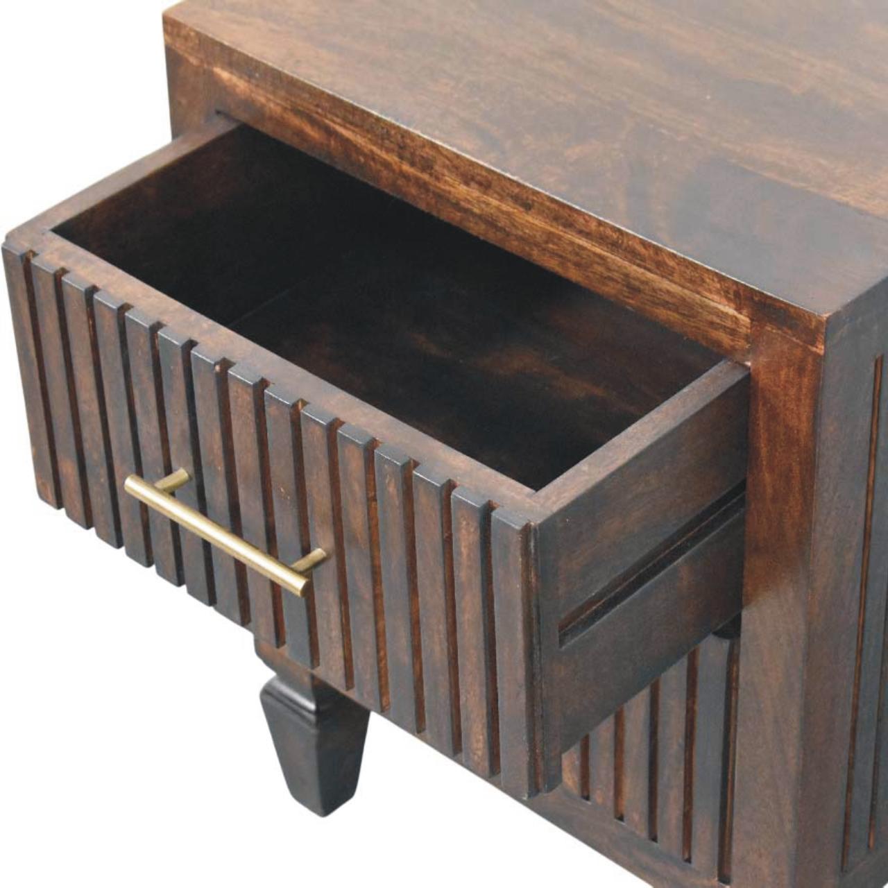 Belmont 2-Drawer Nightstand - Solid Mango Wood Velvet Mocha