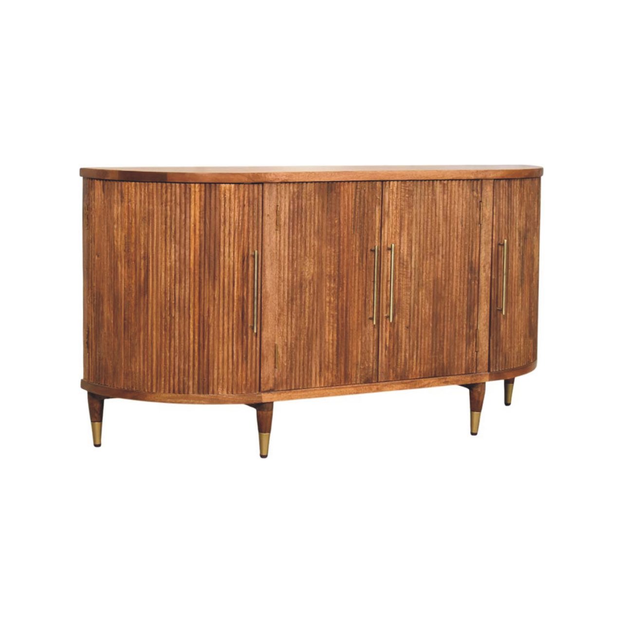 Ravello Curved 4-Door Sideboard - Amber Oak Solid Mango Wood