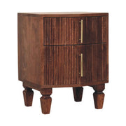 Harper Nightstand - Solid Mango Wood Amber Oak 2-Drawer