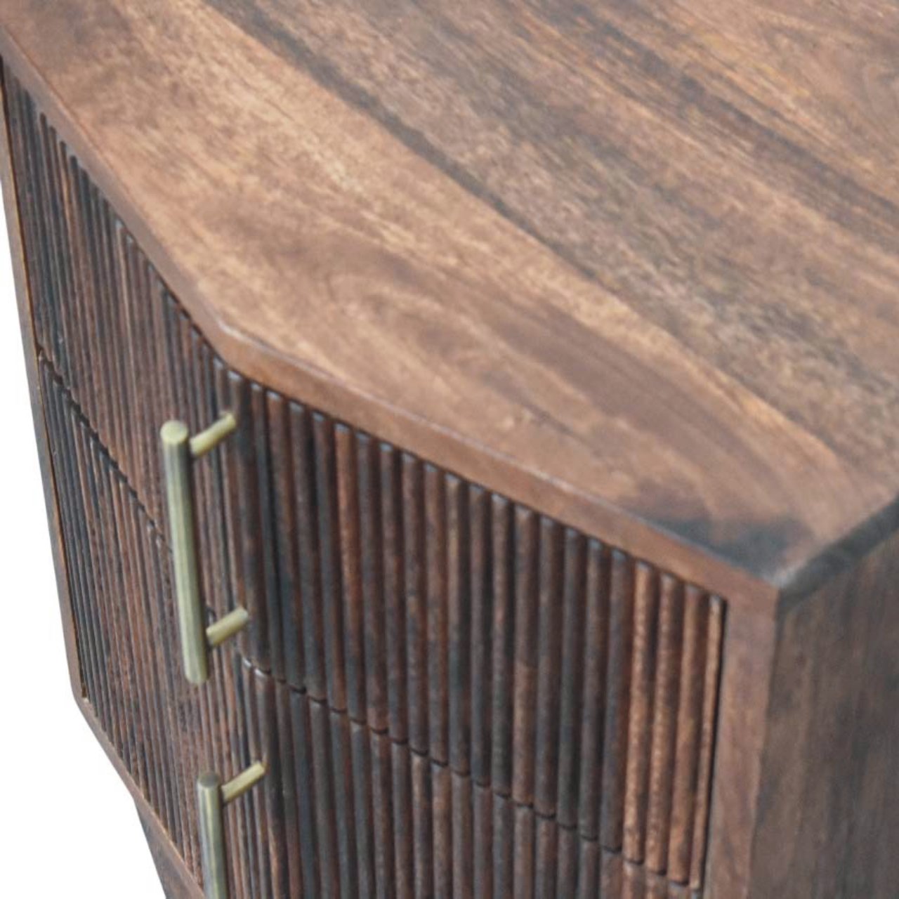 Harper Nightstand - Solid Mango Wood Amber Oak 2-Drawer