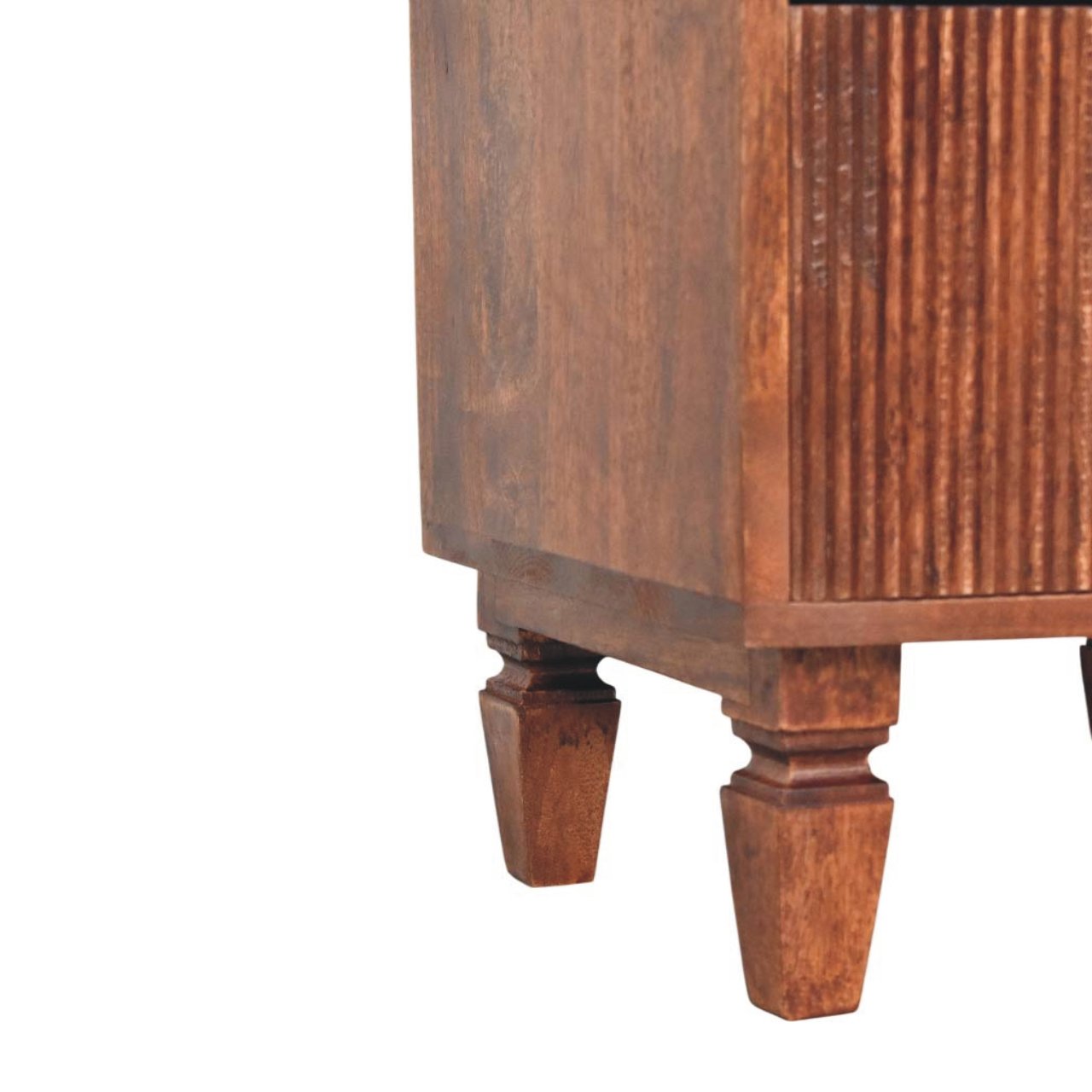 Harper Nightstand - Solid Mango Wood Amber Oak 2-Drawer