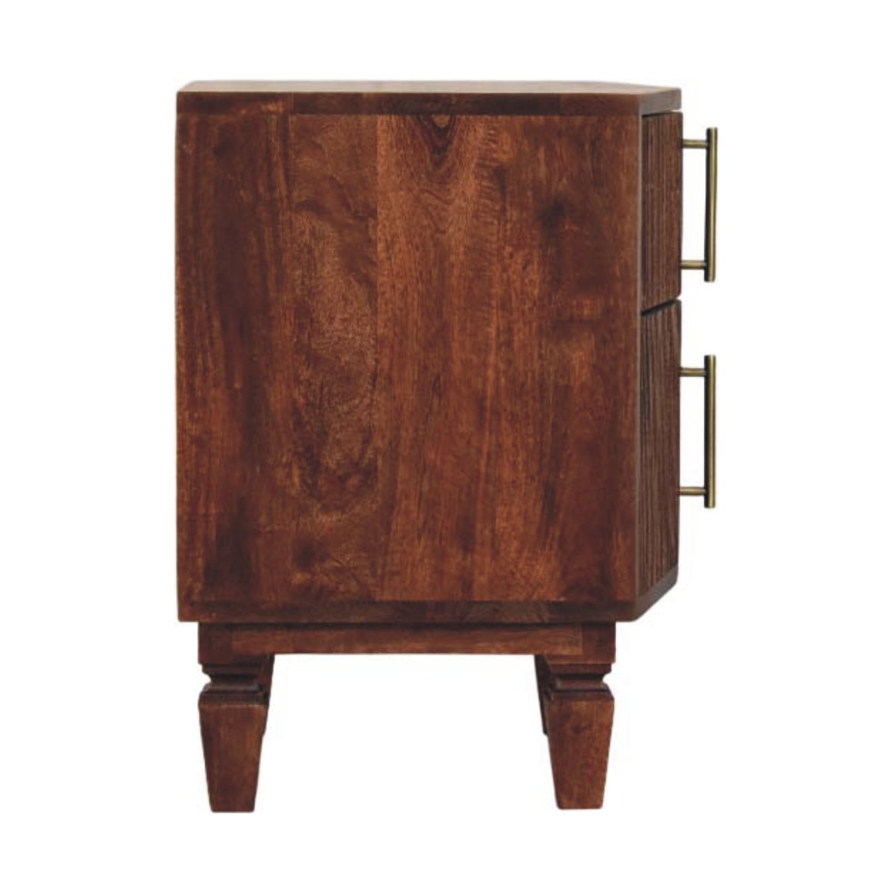 Harper Nightstand - Solid Mango Wood Amber Oak 2-Drawer