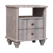 Lume Washed Bedside Table - Solid Mango Wood with Open Shelf