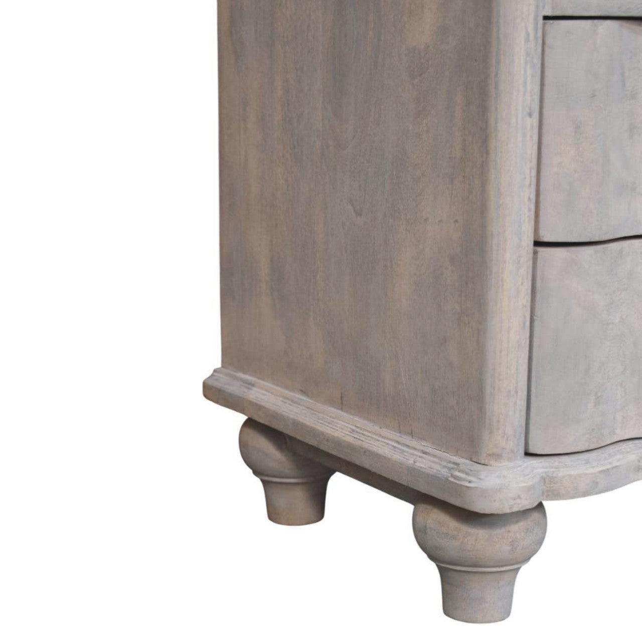 Lume Washed Bedside Table - Solid Mango Wood with Open Shelf
