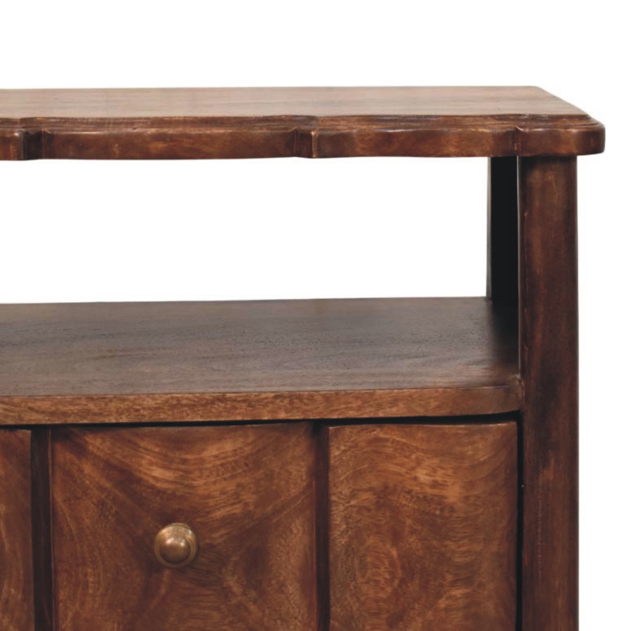 Lume Roasted Shelf Bedside Table - Solid Mango Wood Roasted Almond