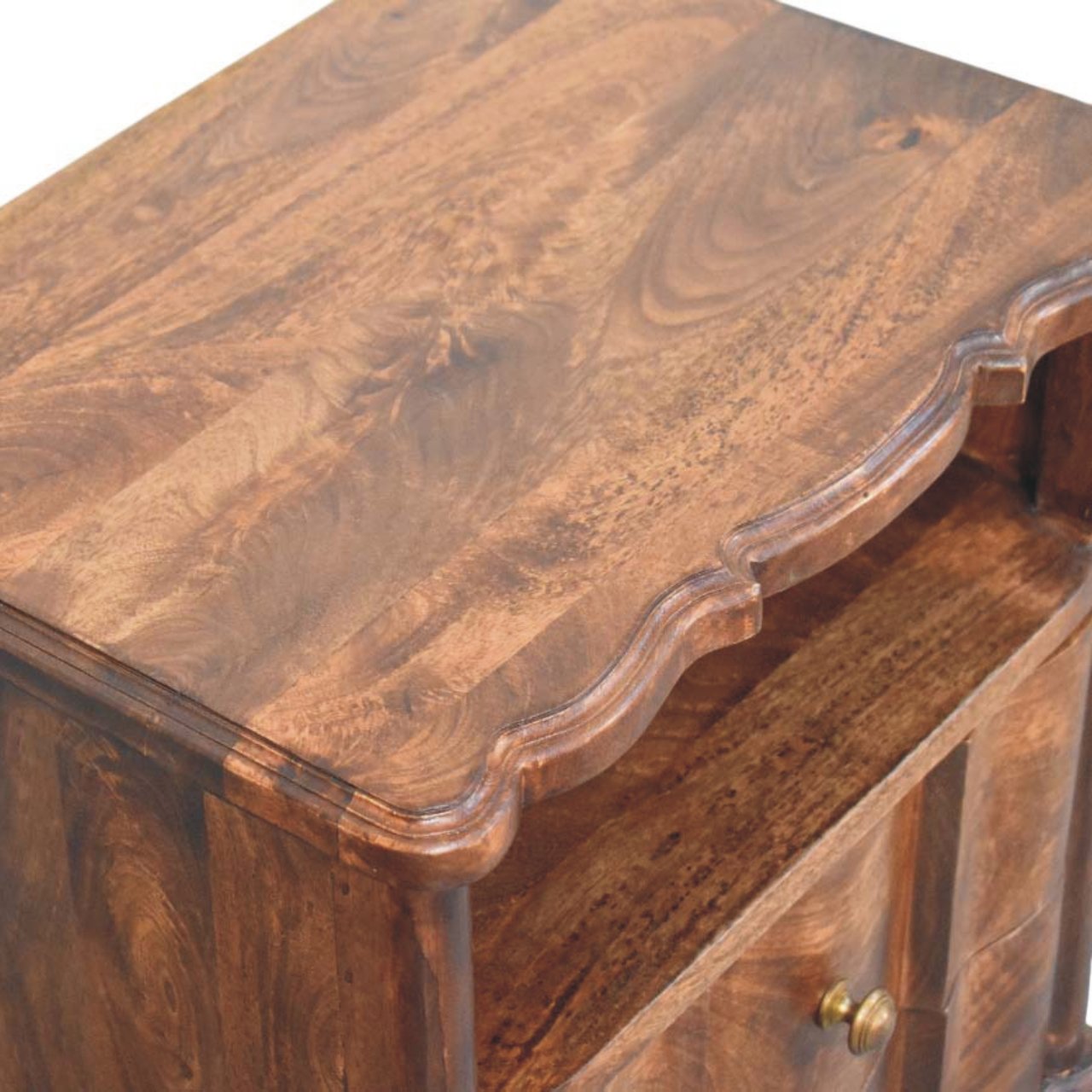 Lume Roasted Shelf Bedside Table - Solid Mango Wood Roasted Almond