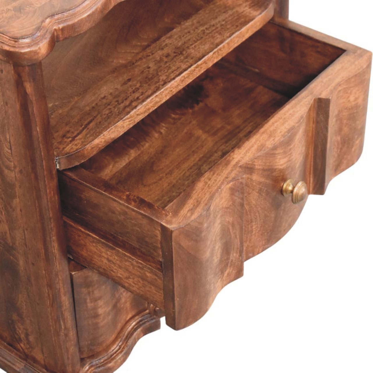 Lume Roasted Shelf Bedside Table - Solid Mango Wood Roasted Almond