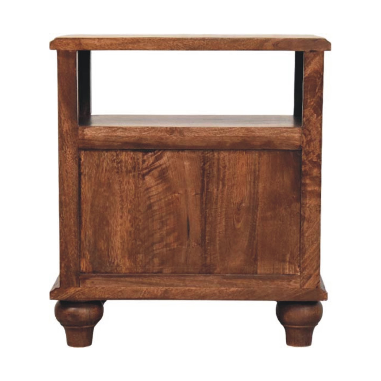 Lume Roasted Shelf Bedside Table - Solid Mango Wood Roasted Almond