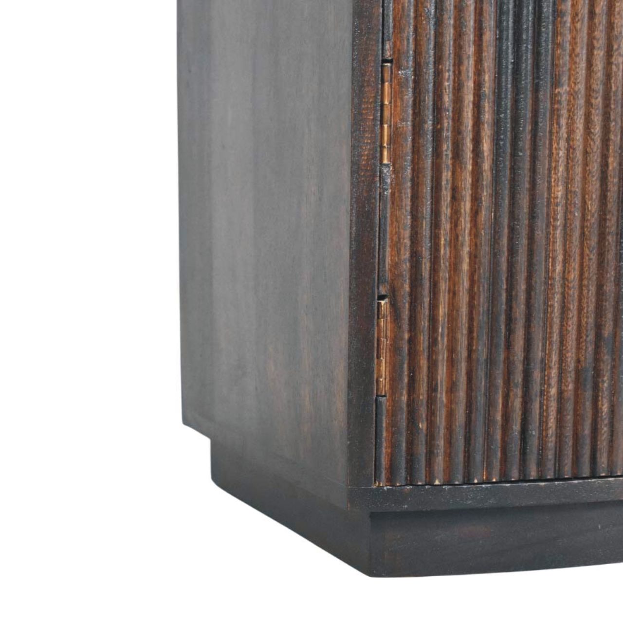 Milan Bedside Table - Solid Mango Wood Velvet Mocha Fluted Design