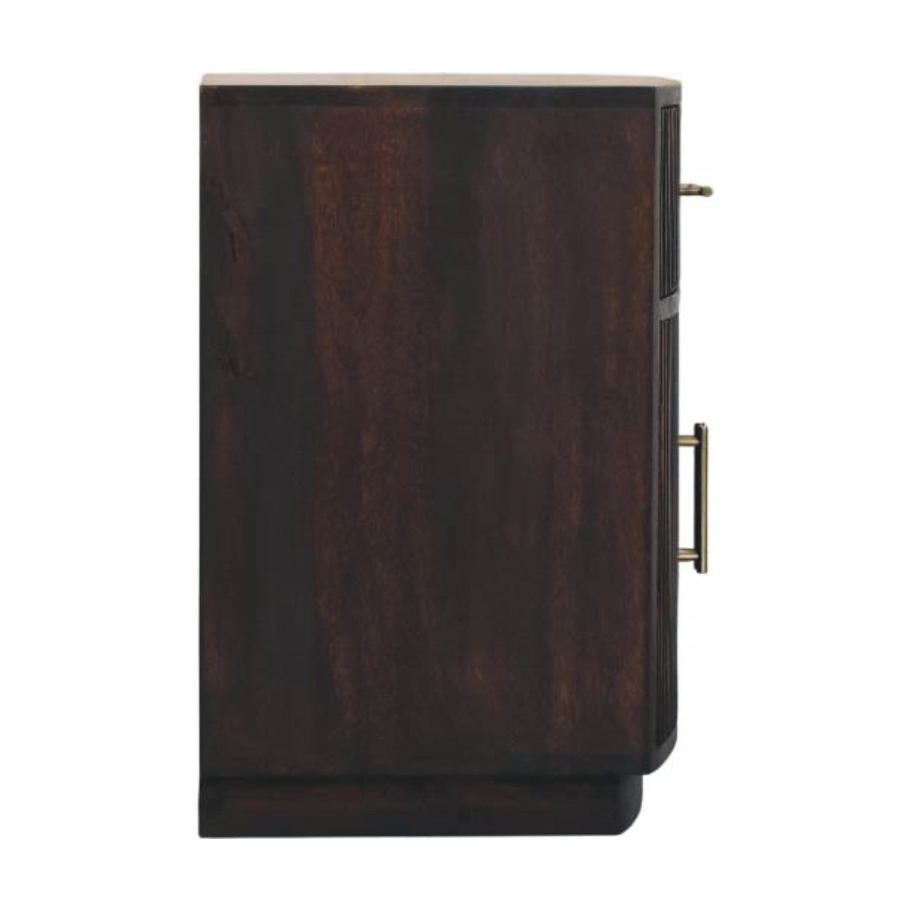 Milan Bedside Table - Solid Mango Wood Velvet Mocha Fluted Design