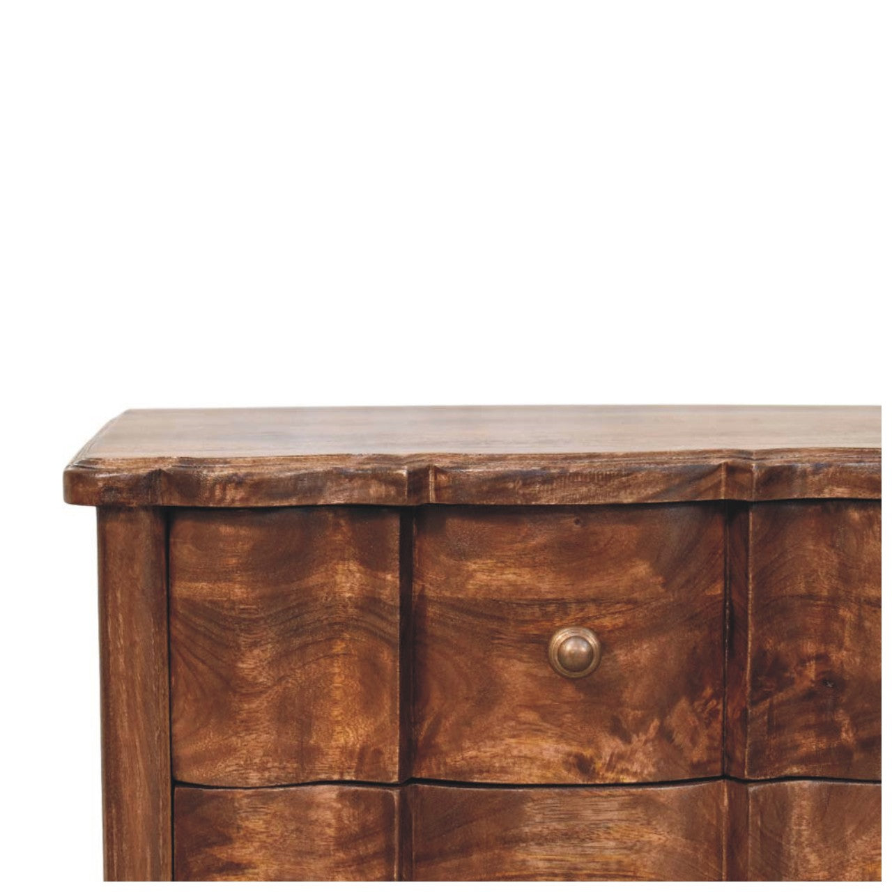 Lume Roasted Panelled Bedside Table - Solid Mango Wood