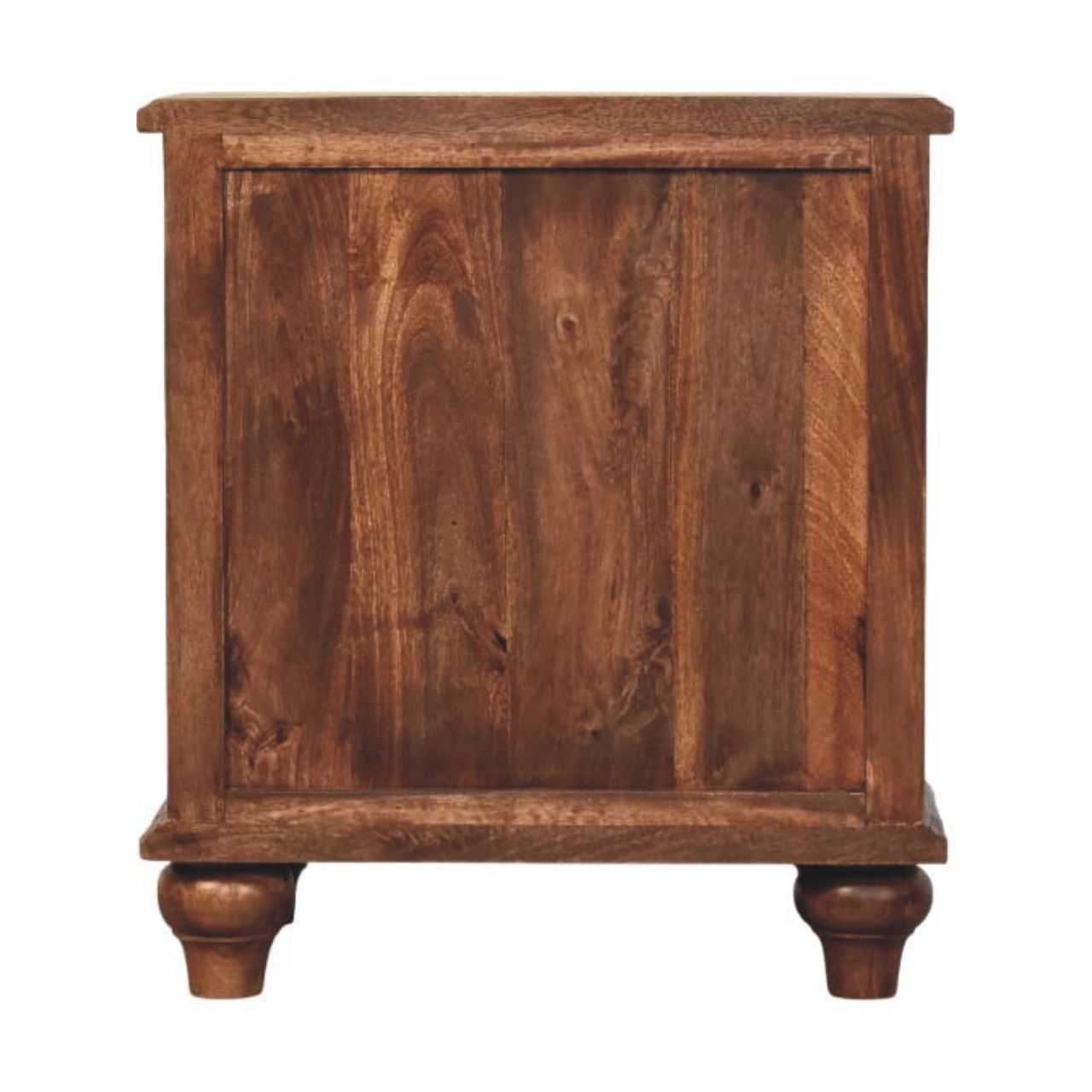 Lume Roasted Panelled Bedside Table - Solid Mango Wood