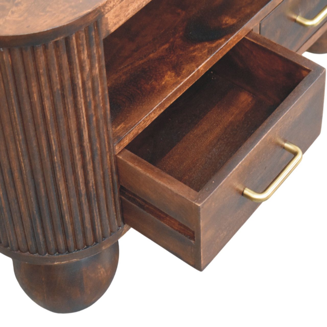 Sphere Leg Coffee Table - Solid Mango Wood Walnut Finish