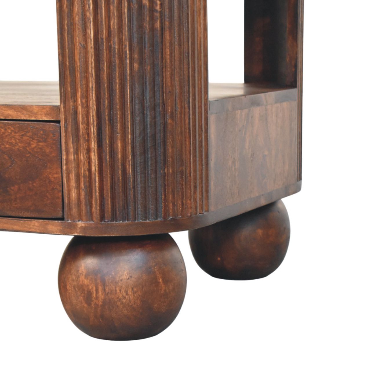 Sphere Leg Coffee Table - Solid Mango Wood Walnut Finish